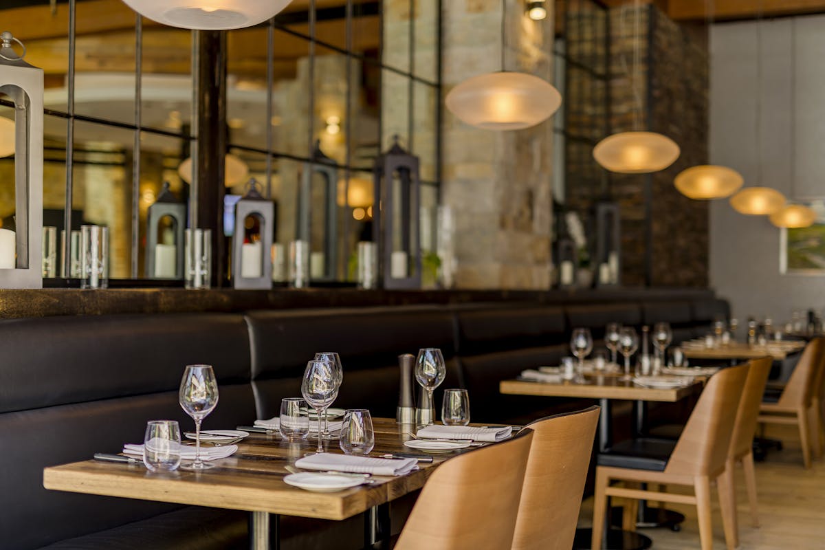 a dining table in a restaurant