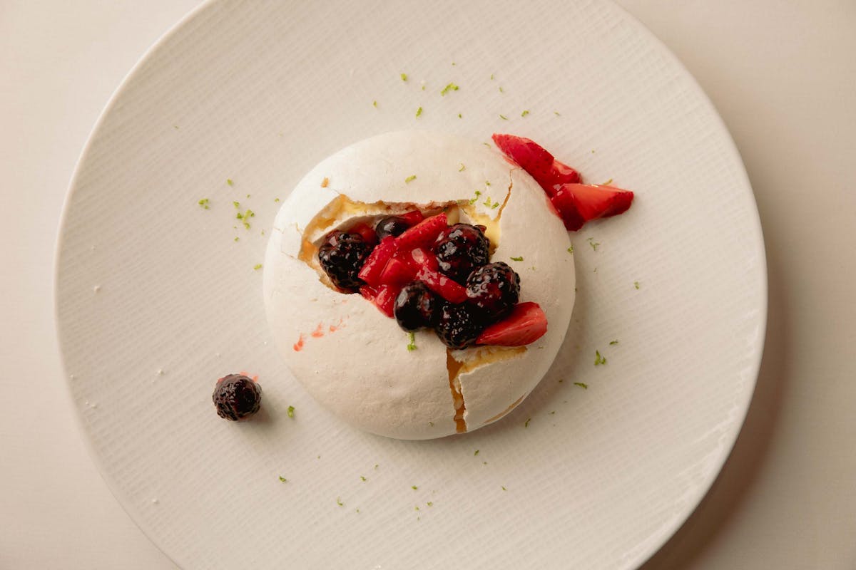 a plate of food with a slice cut out