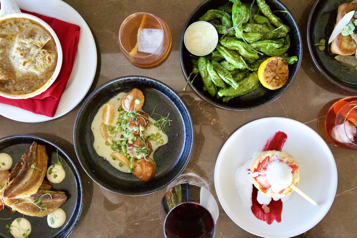 a bunch of food sitting on a table