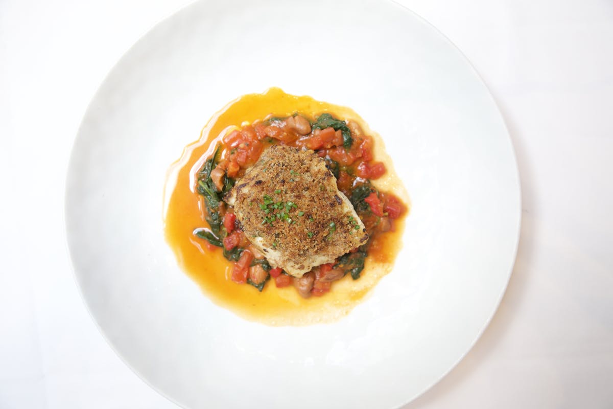 a close up of food on a plate
