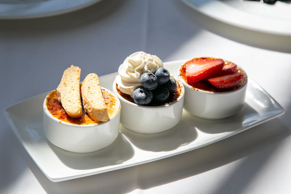 a dessert on a plate on a table