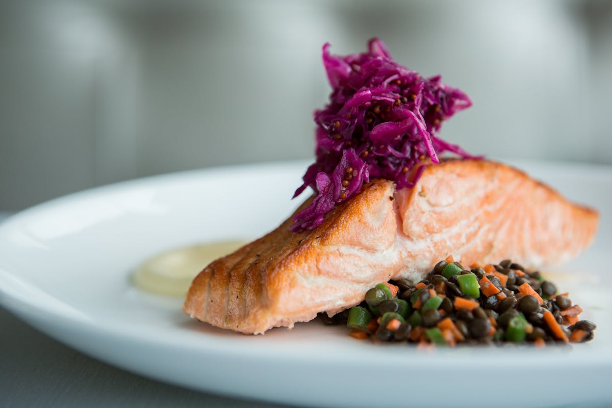 a close up of food on a plate