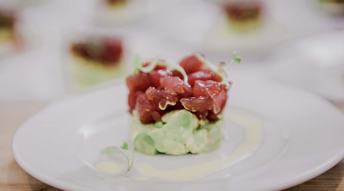 a close up of food on a plate