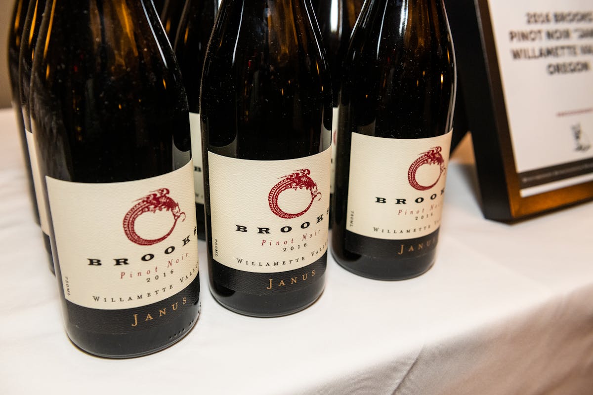 a close up of a bottle of wine