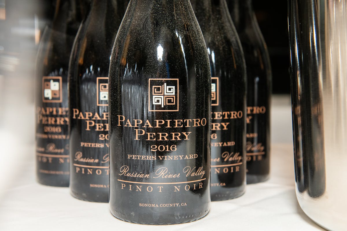 a close up of a bottle of wine