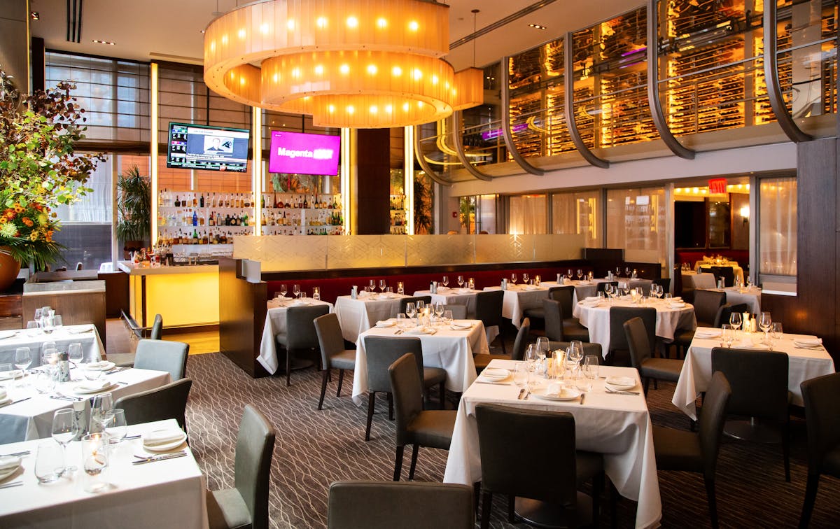 a dining table in a restaurant