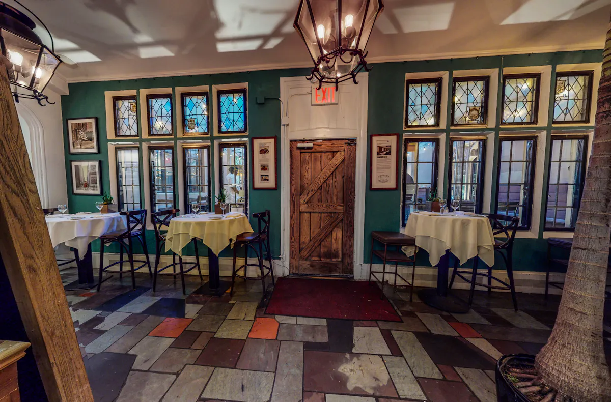a room with a tile floor