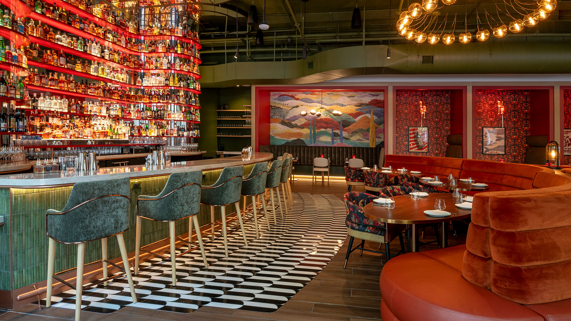 a dining room table in front of a store