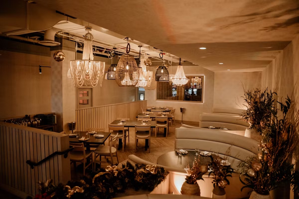 a room filled with furniture and a table