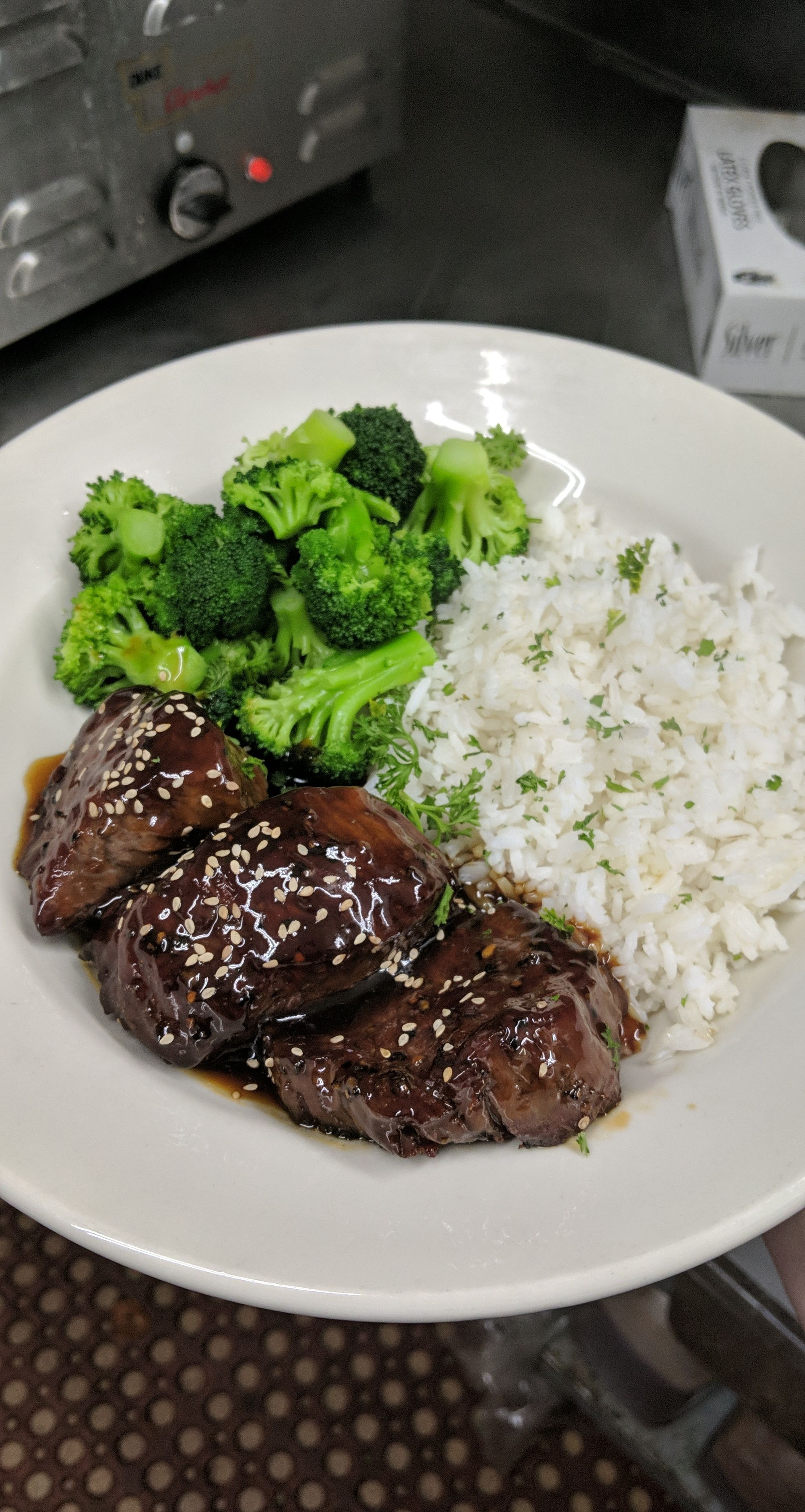 a plate of food with broccoli