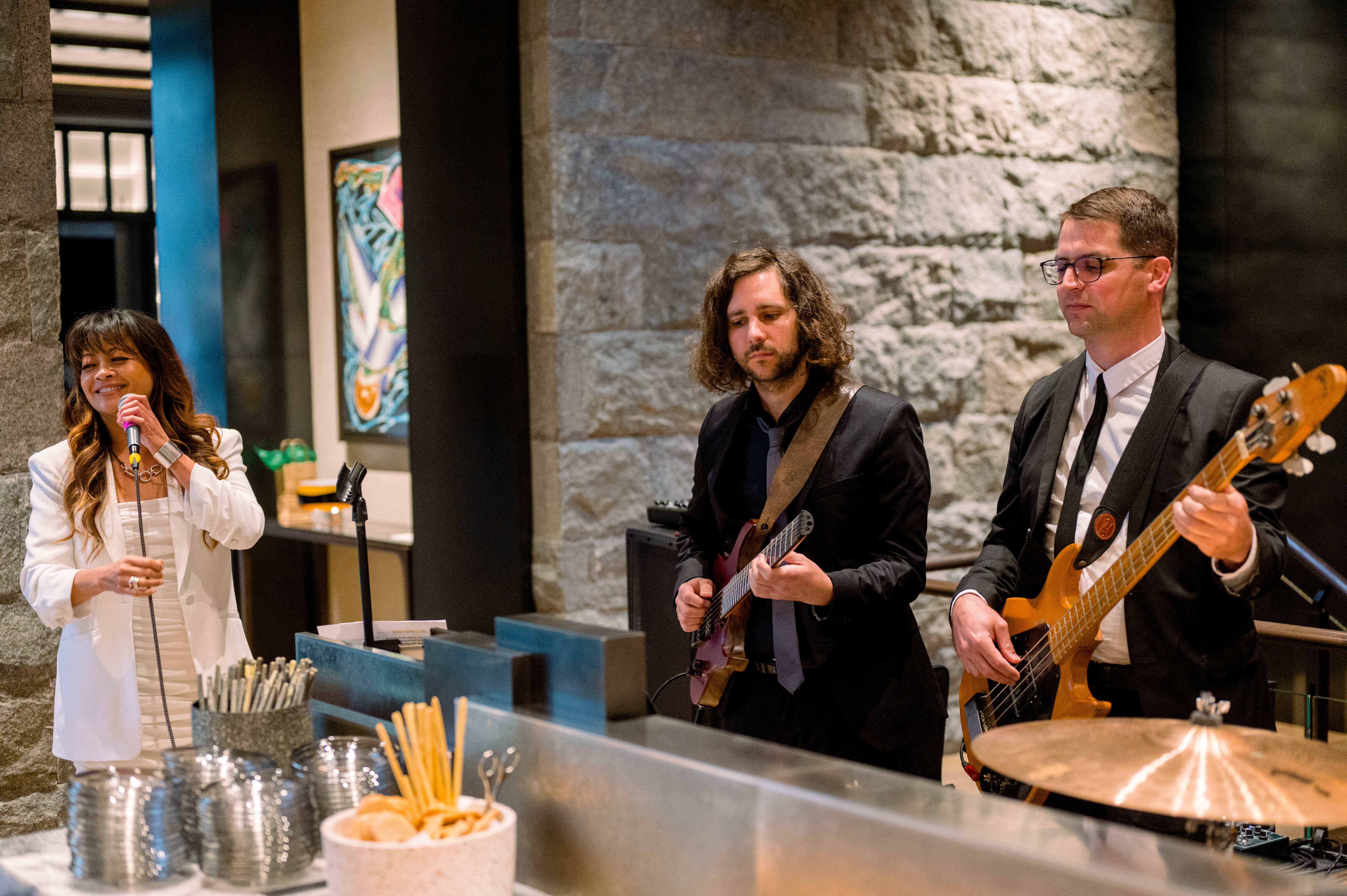 a couple of people that are talking to each other on a table
