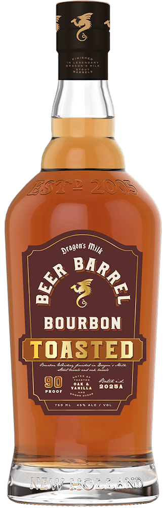 a bottle with a white sign with black text with Jack Daniel's in the background