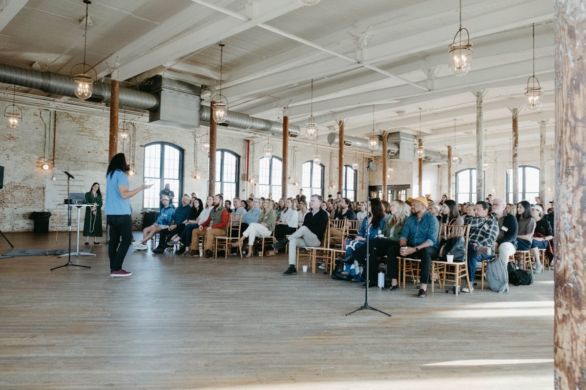 a group of people in a room