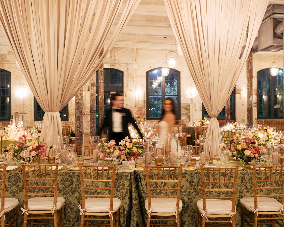 a dining table filled with wine glasses