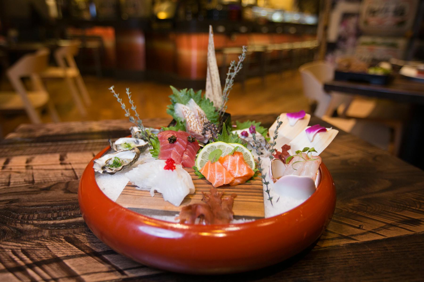 clams, sushi and different Japanese food