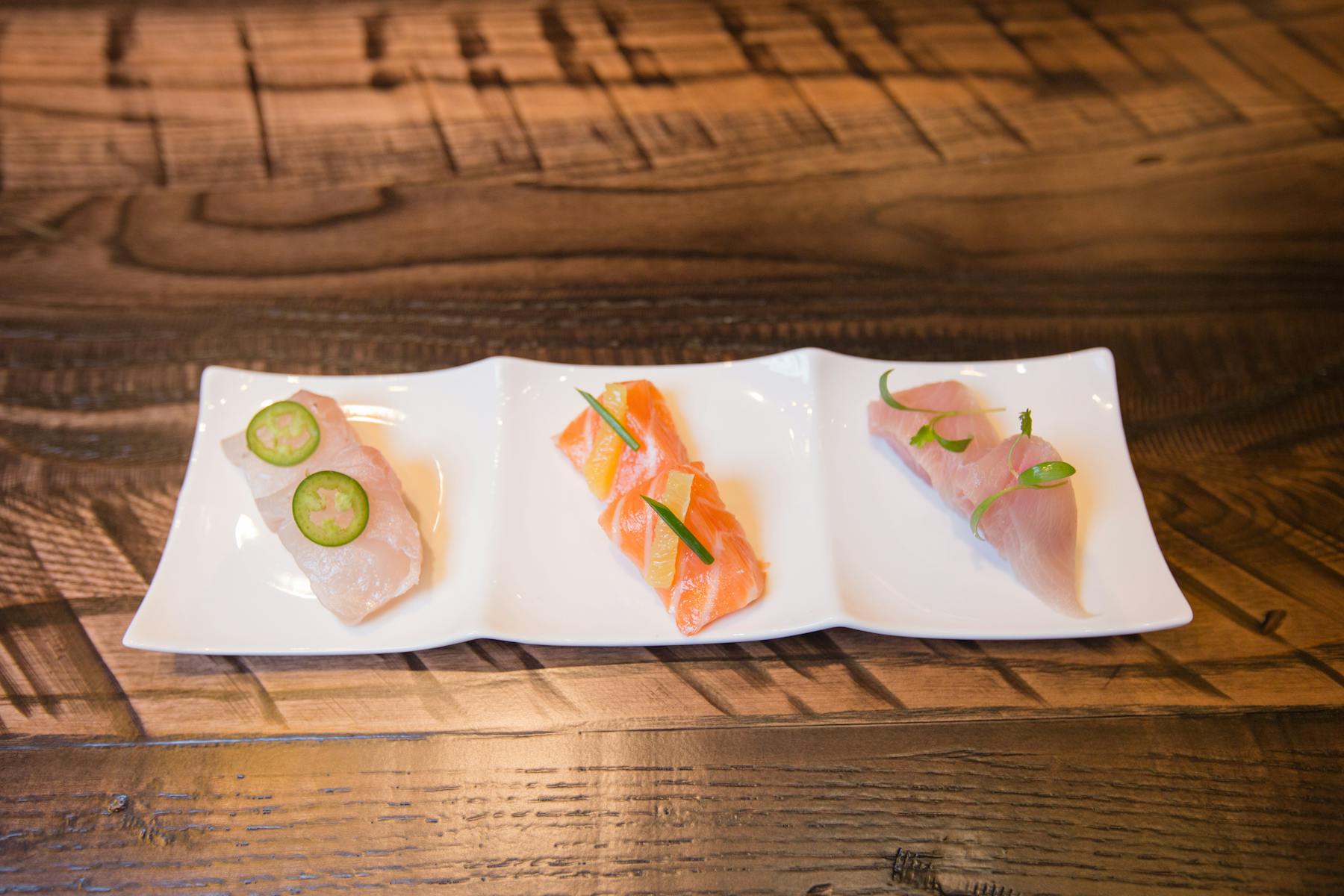 sushi served on a white plate