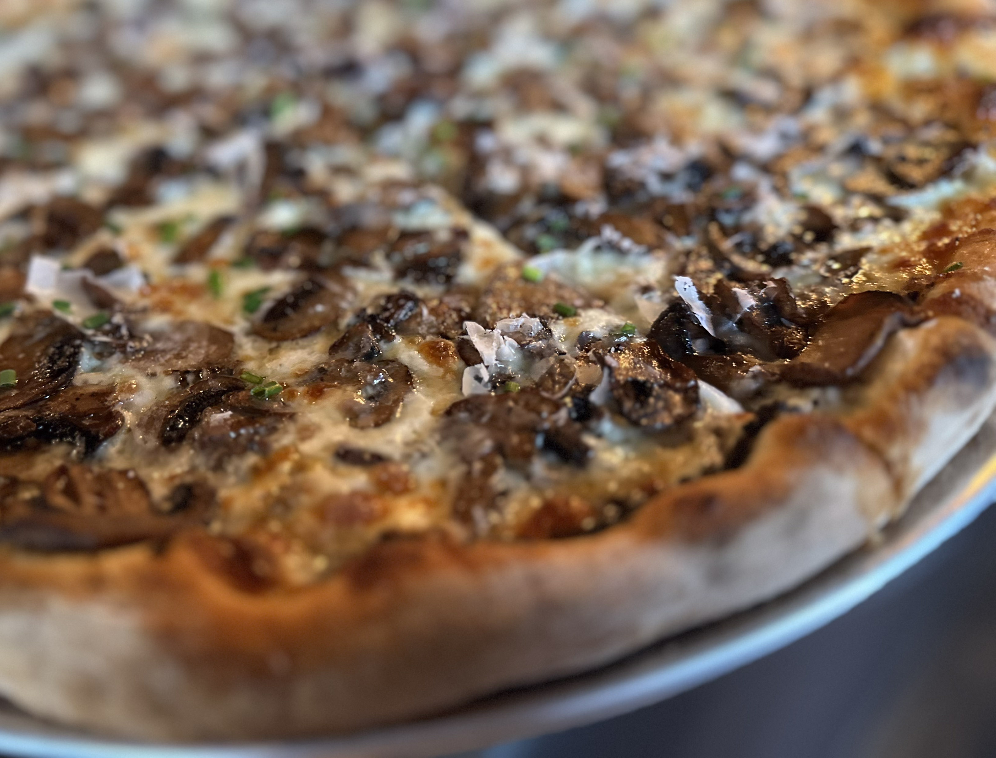 a close up of a pizza