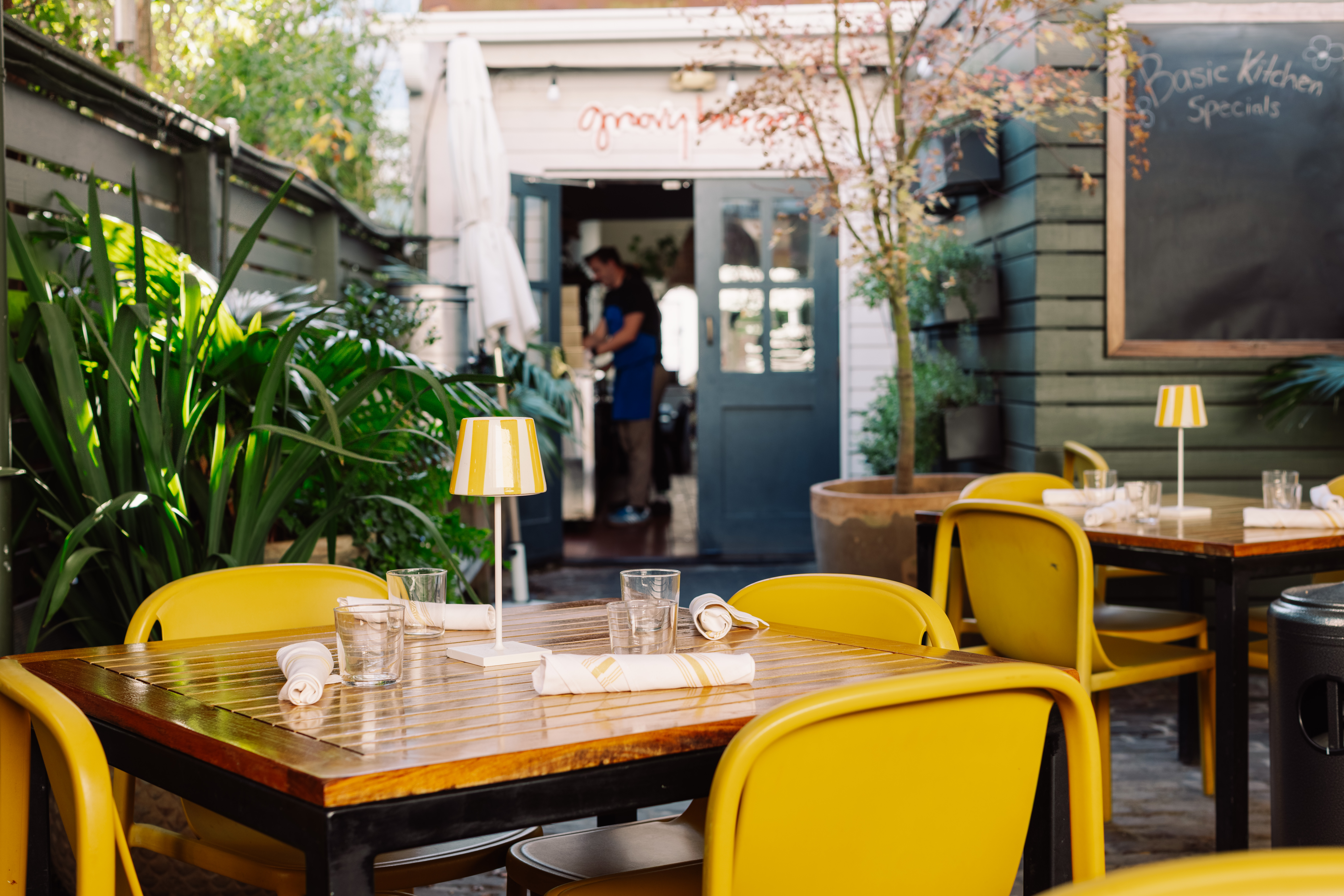 a dining table in a restaurant