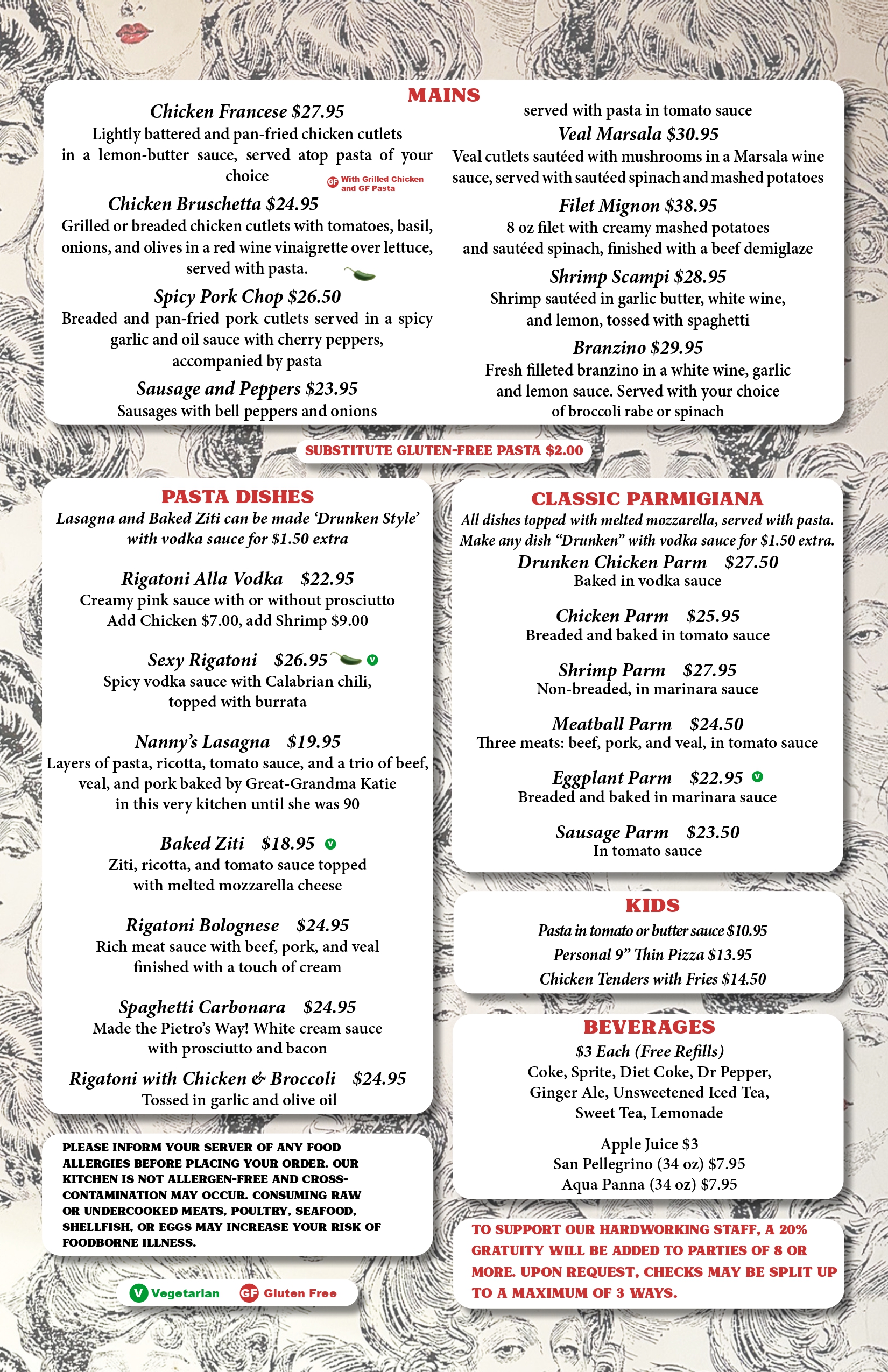 Pietro's menu discount