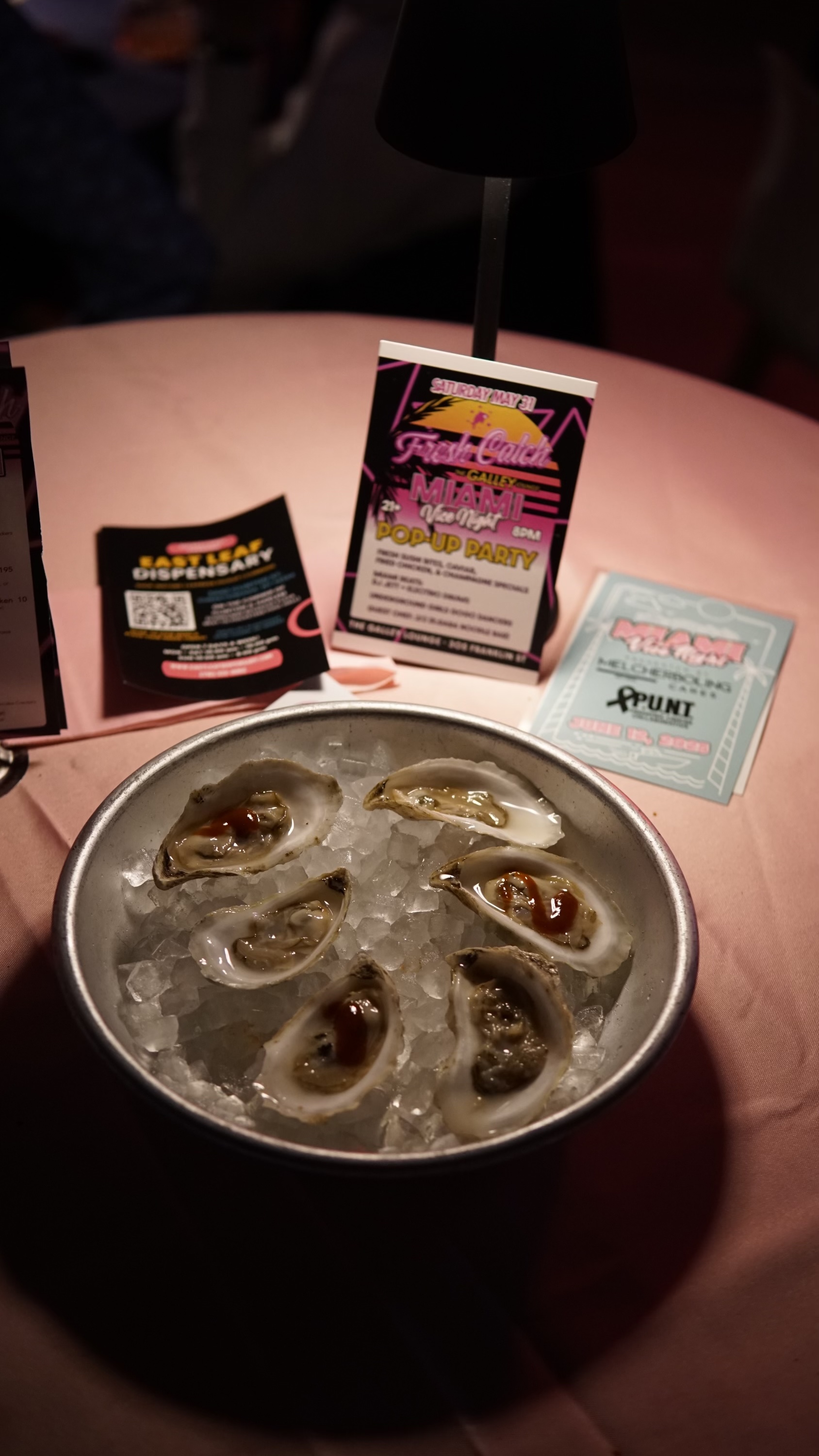 Fresh oysters on ice at Galley After Dark