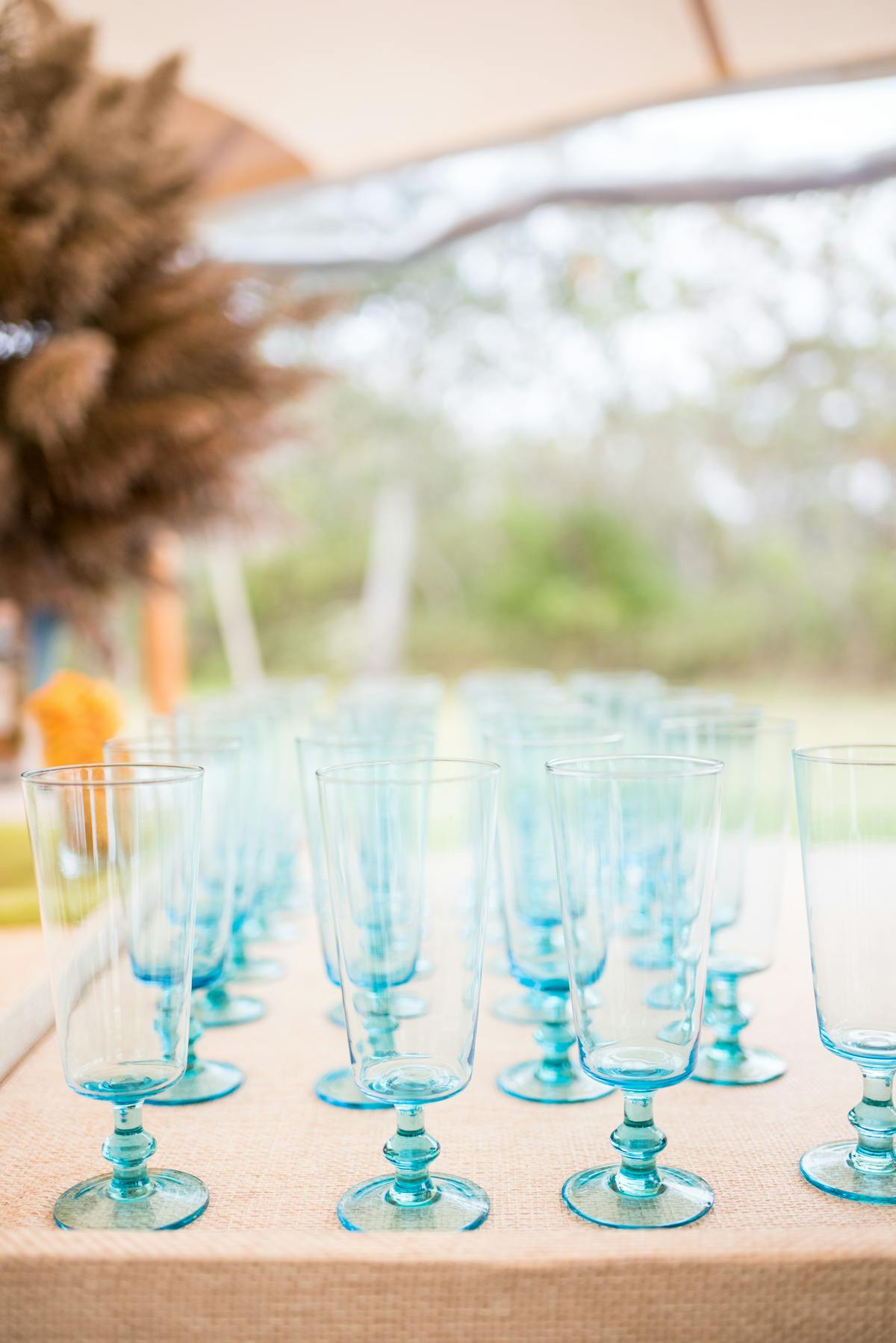 a table with wine glasses