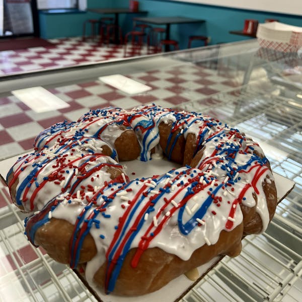 4th of July King Cake Village Deaux Donut Shop in Maurice, LA