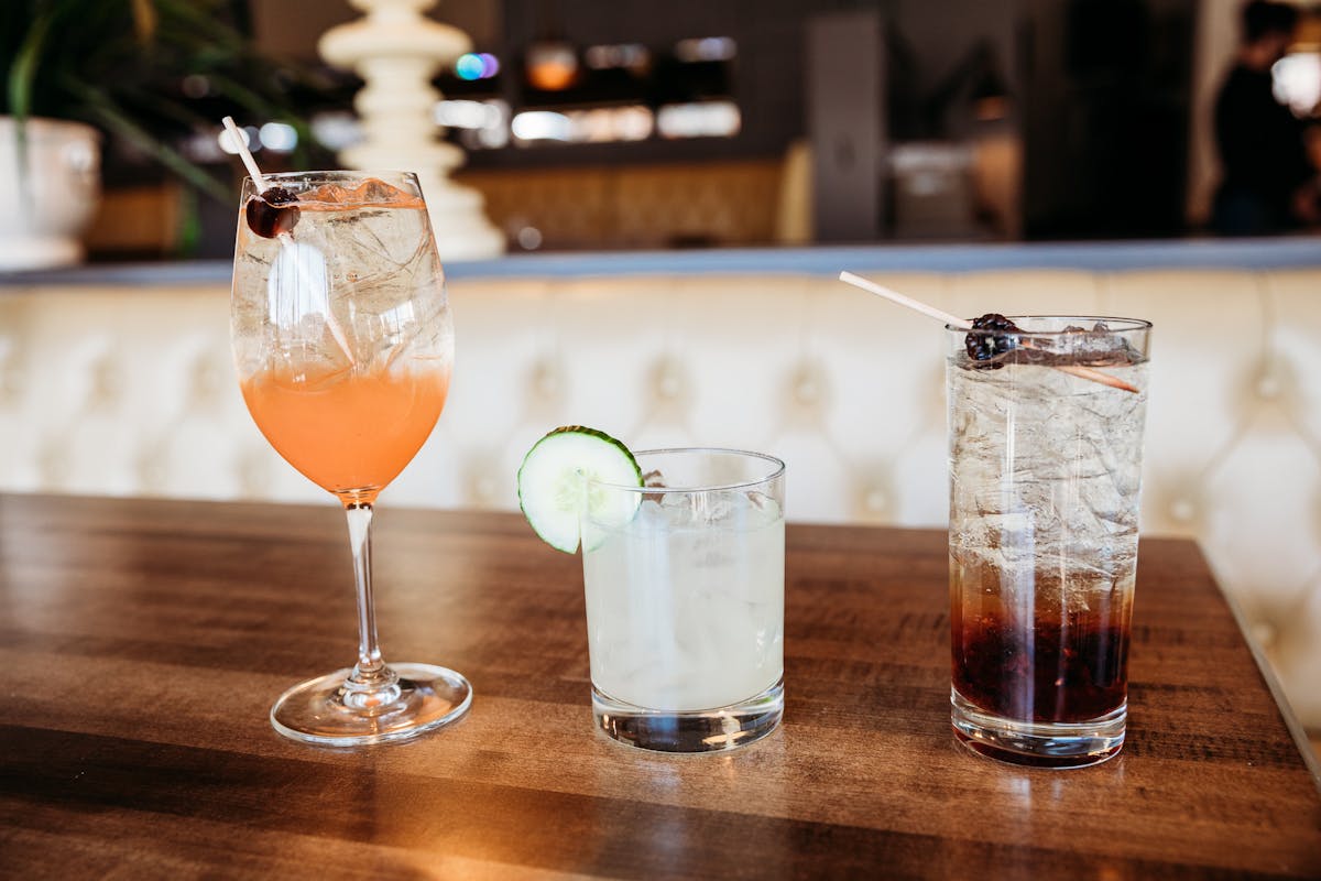 cocktails on a table