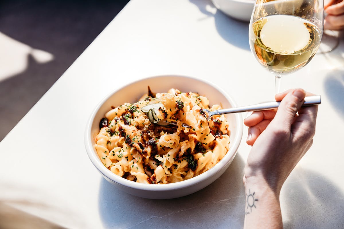 a bowl of food on a table