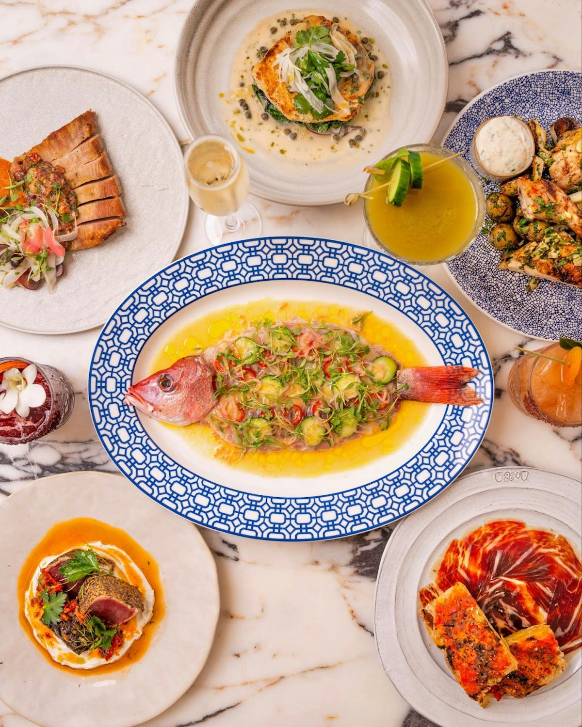Serea’s Spring Menu featuring fresh Mediterranean seafood and seasonal dishes.