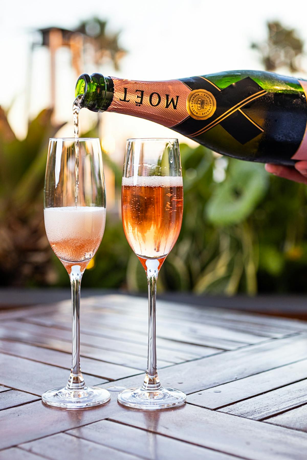Glasses of champagne at Serea, the best seafood restaurant in Coronado