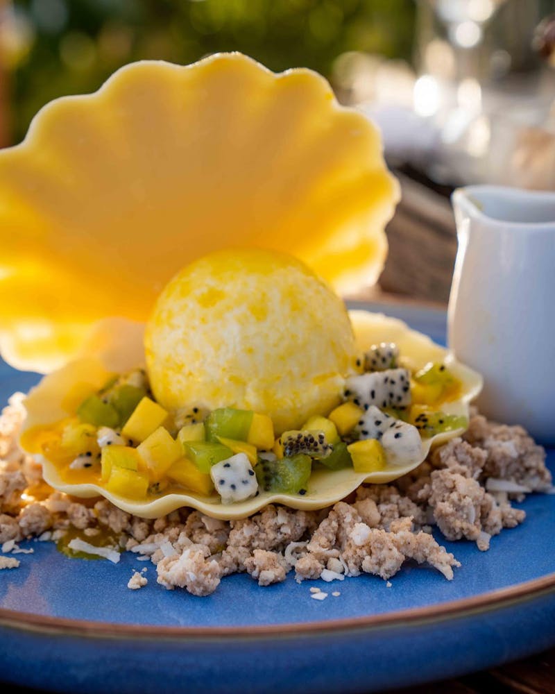 a close up of food on a plate