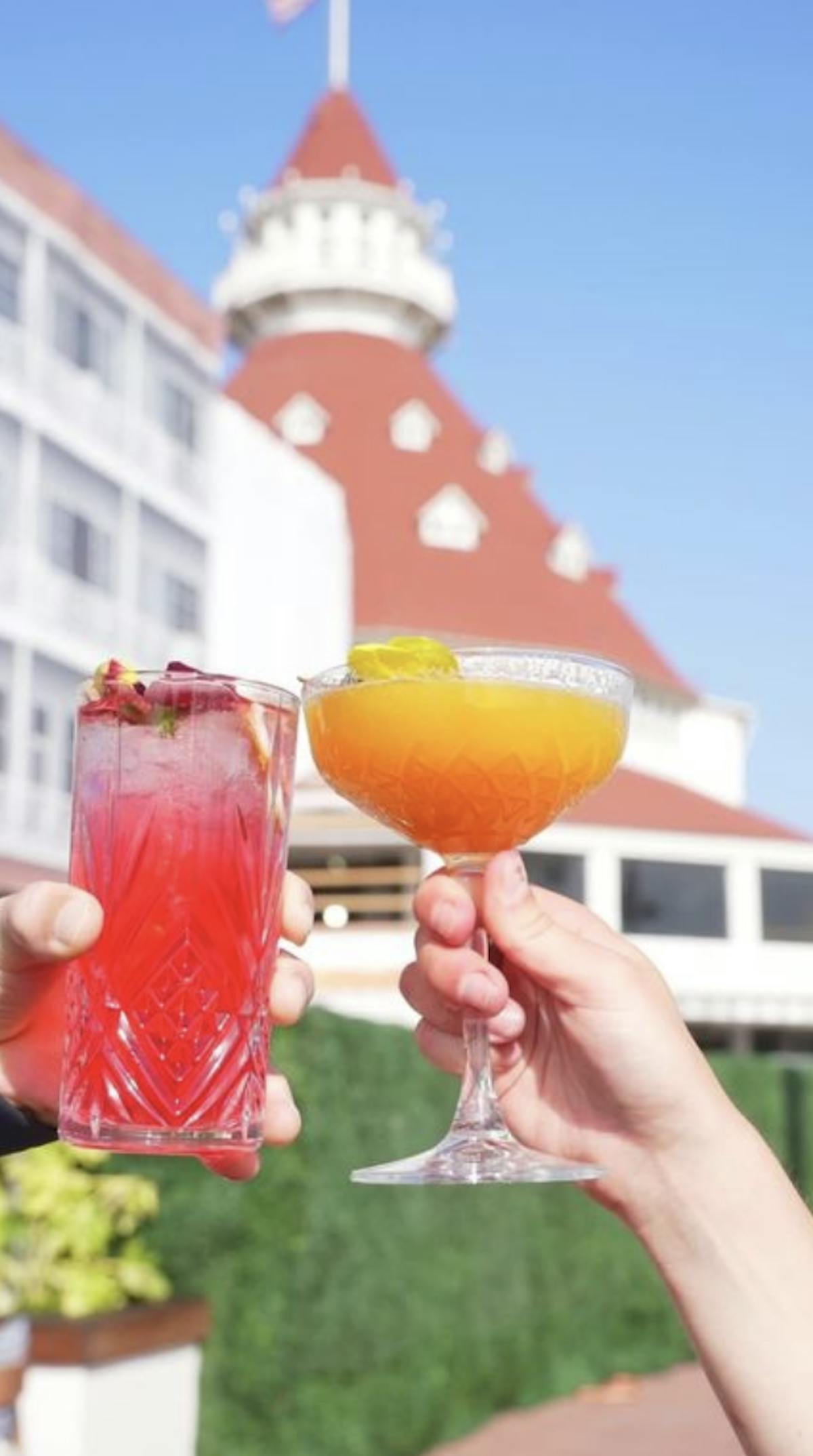 Craft cocktail cheers at the best restaurant in Coronado, Serea.
