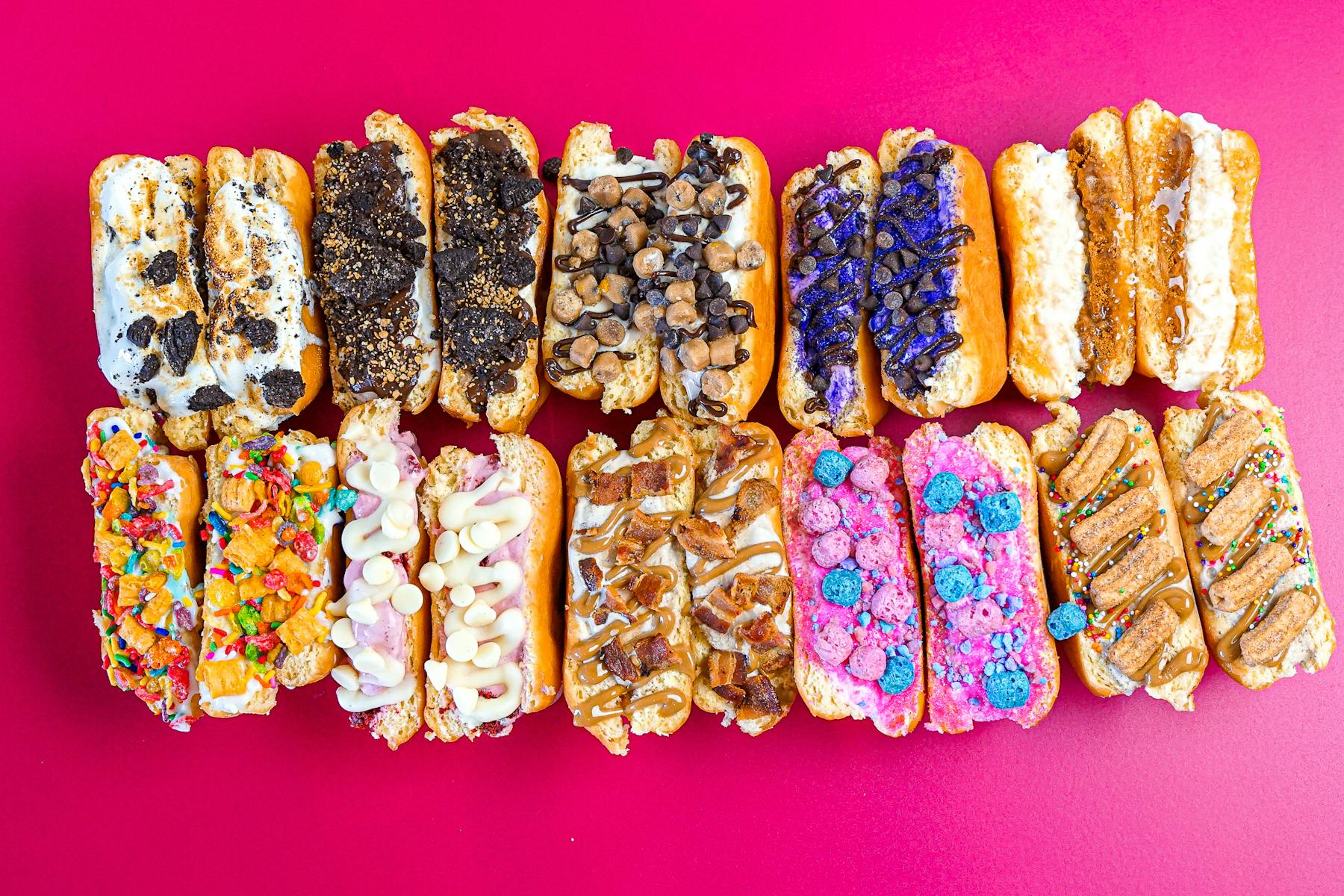 a close up of many different types of food