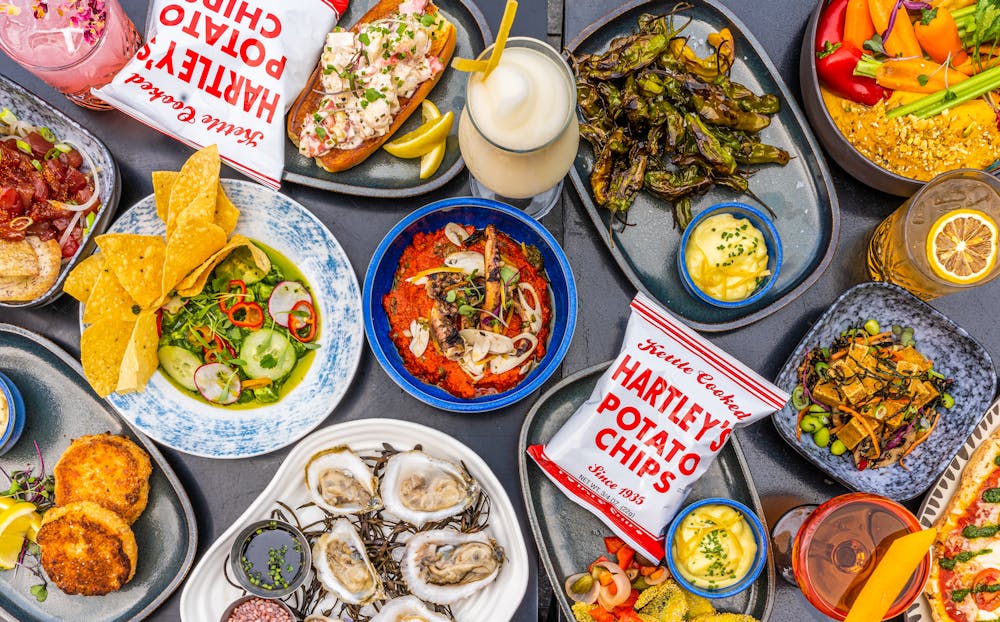 many different types of food on a table