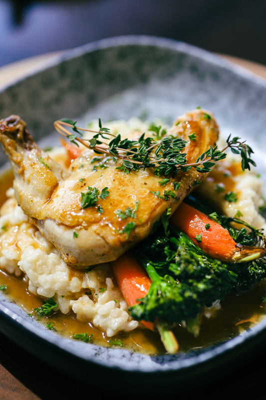 Close-up of chicken entree