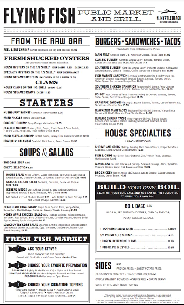 Flying Fish Public Market & Grill Menus