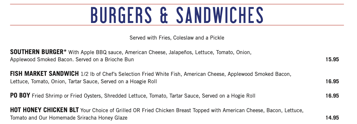 Flying Fish Public Market & Grill Menus