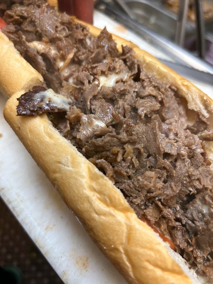 a close up of a hot dog