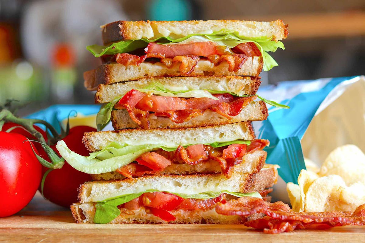 a close up of a couple sandwiches