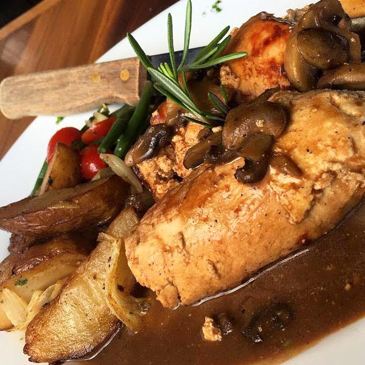 a close up of a plate of food