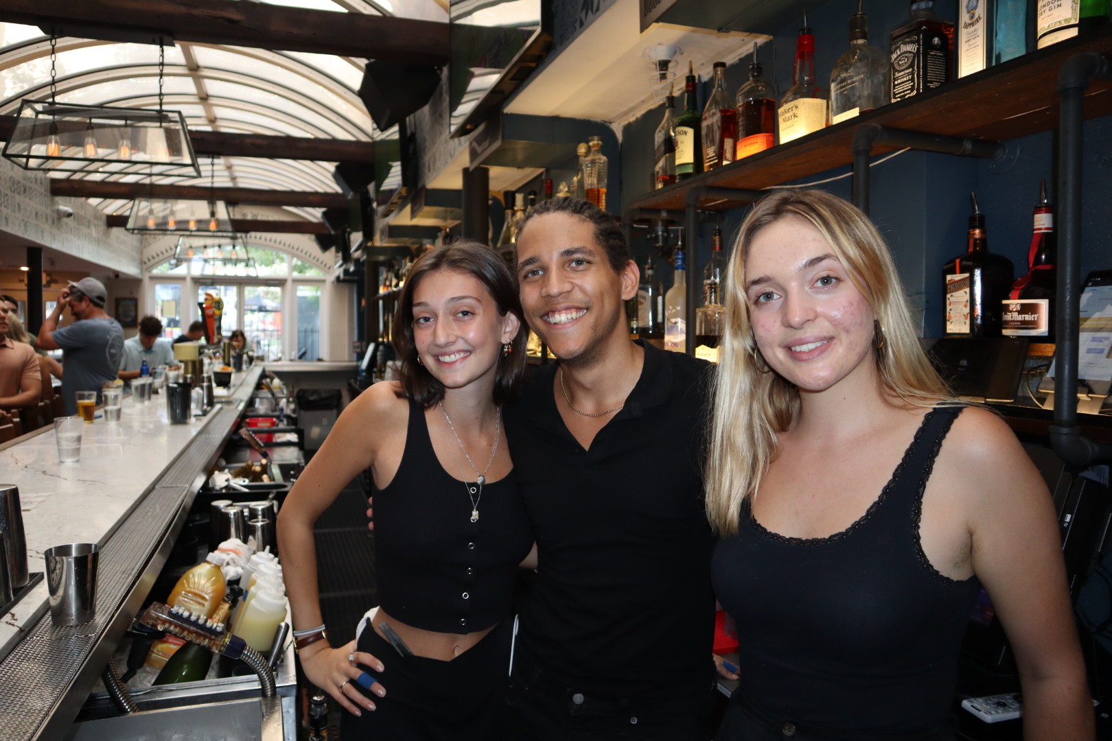 a couple of people posing for the camera