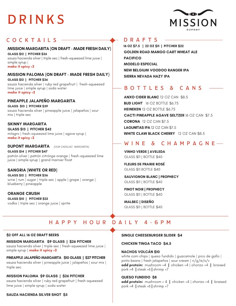 Menus Mission Dupont