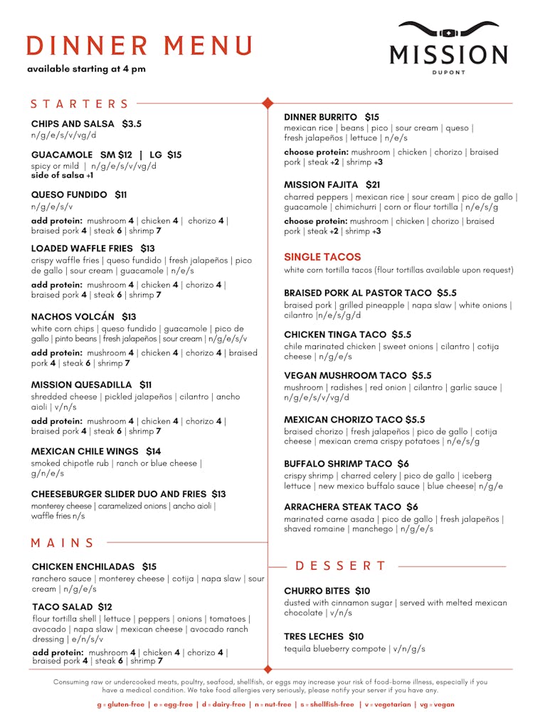 Menus Mission Dupont