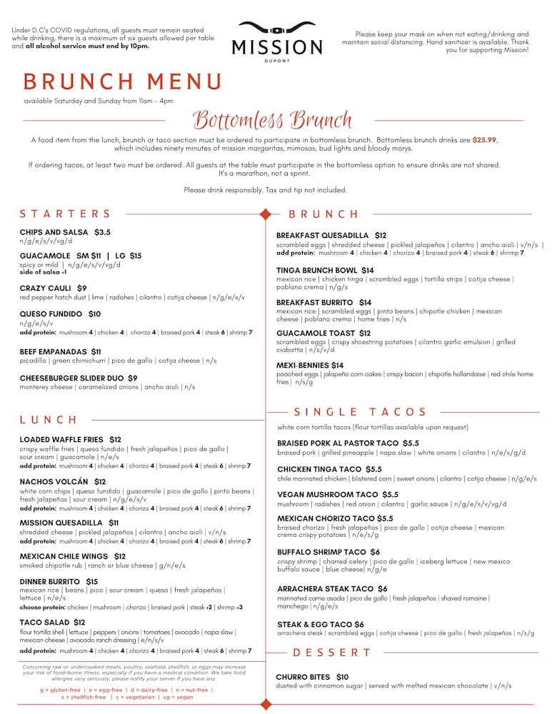 Menus Mission Dupont