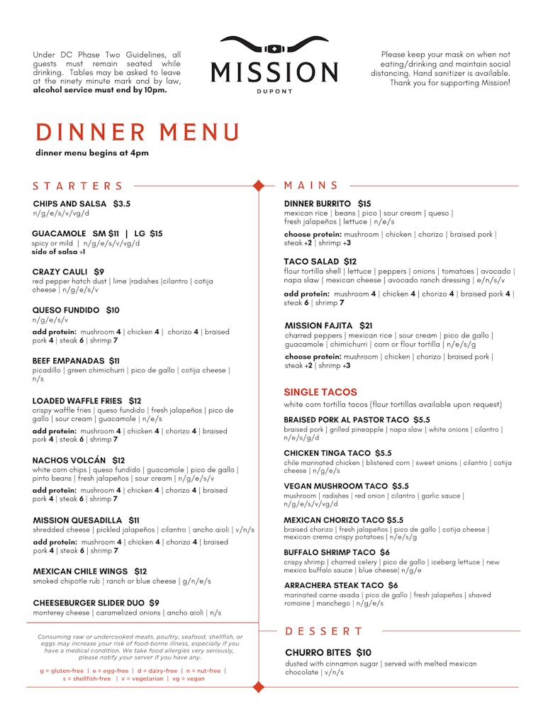 Menus Mission Dupont