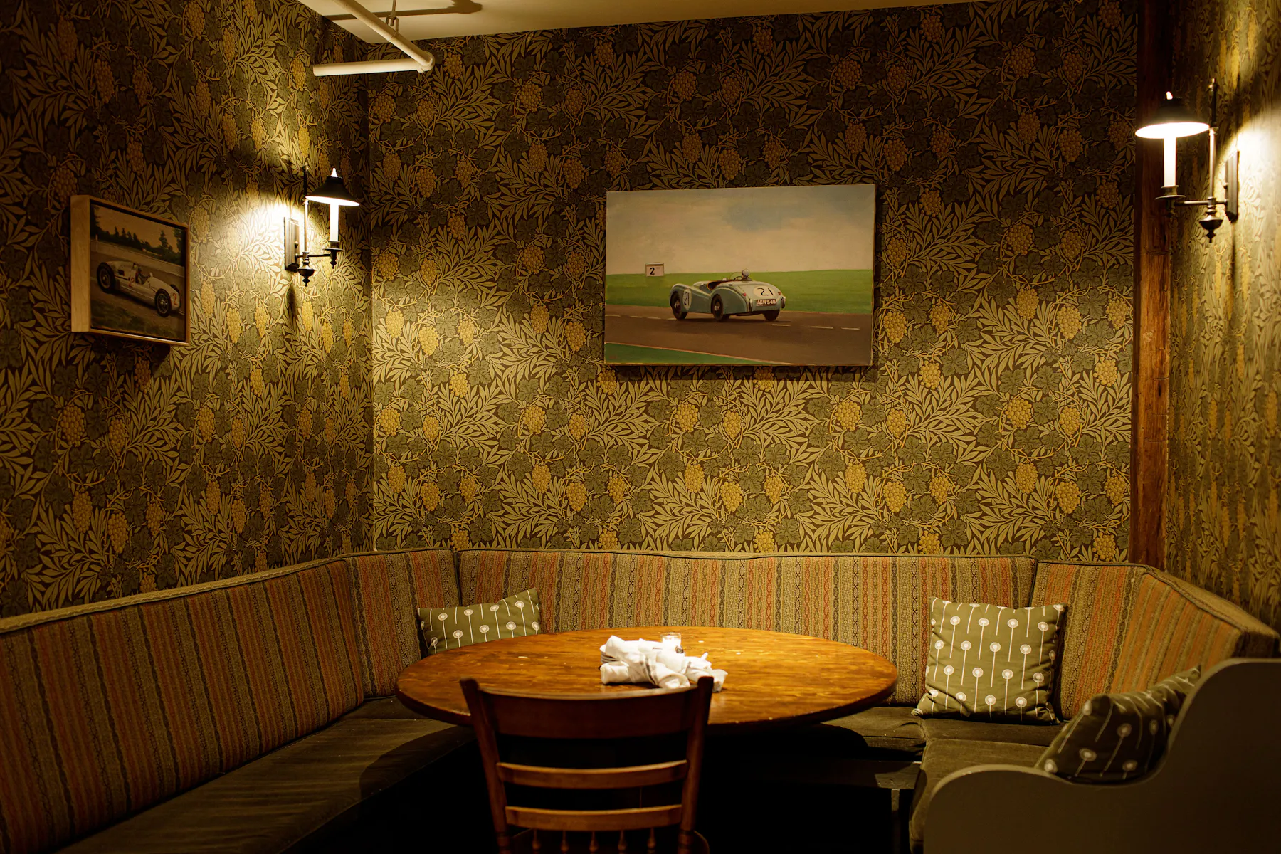 a room with a couch and a table
