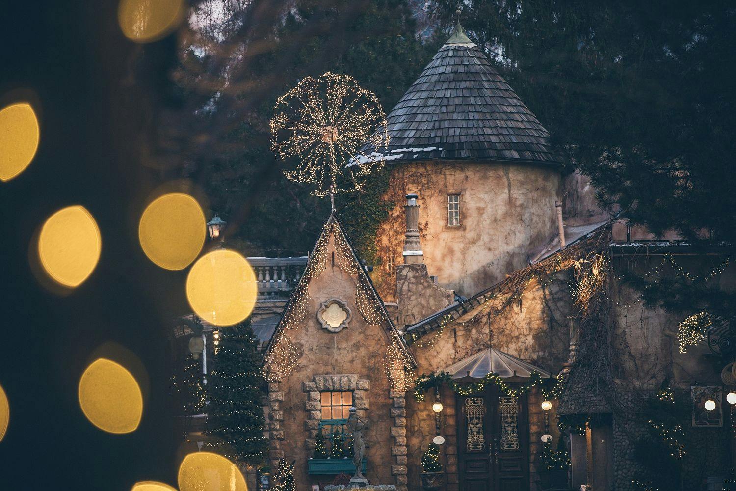 a close up of an old building