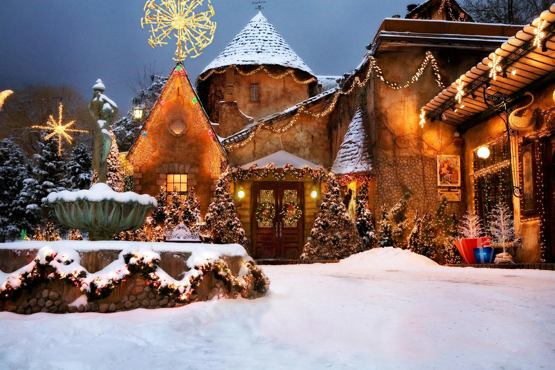 a building covered in snow