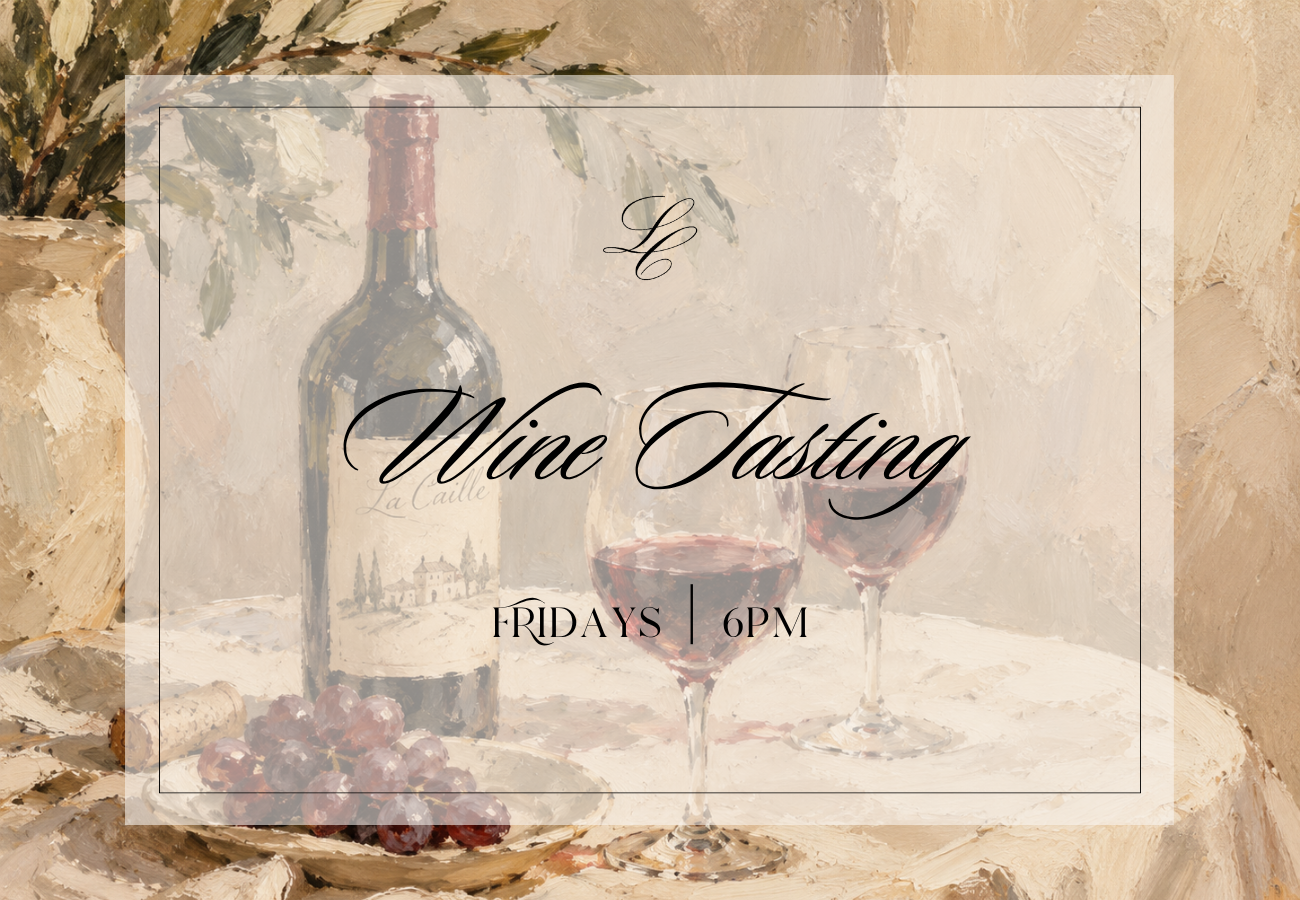 a wine tasting invitation with wine glasses and grapes