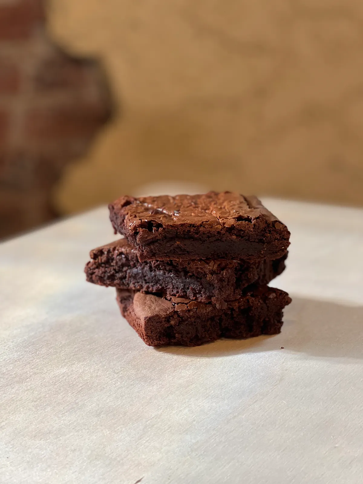 3 brownies piled on top of eachother